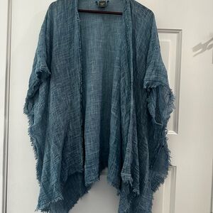 Frayed Edge Teal Kimono Cardigan